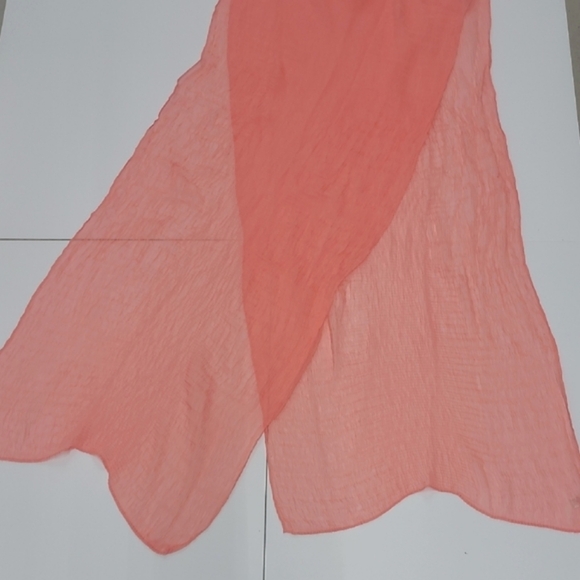 Scarf Pastel Peach Solid Color Sash Belt Lightweight Coastal Cool Resortwear - Picture 9 of 9